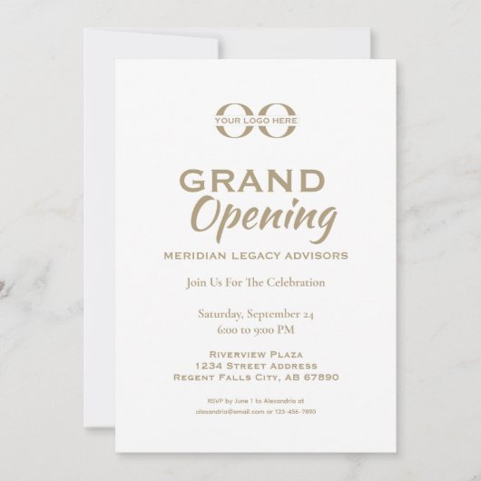 Wit Minimalistische Moderne Grote Openingsuitnodig Kaart (Voorkant)