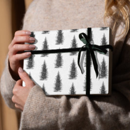  wit minimalistische sparren vrolijk kerstfeest cadeaupapier