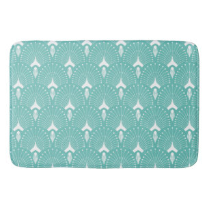 Wit & mint-groen art-deco patroon badmat