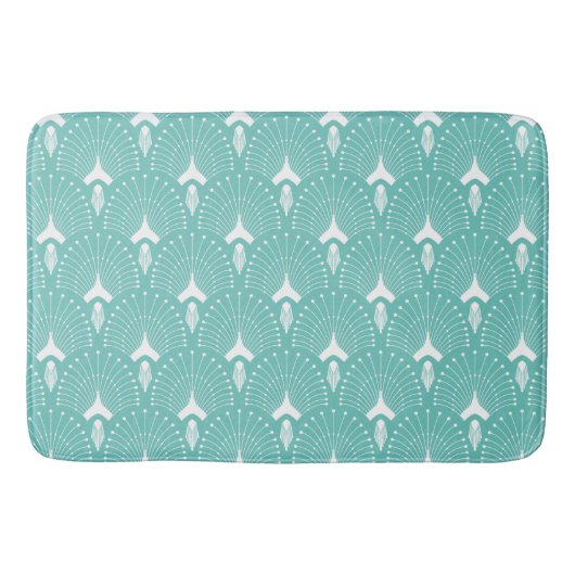 Wit & mint-groen art-deco patroon badmat (Voorkant)