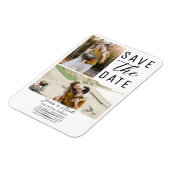 Wit Modern 2 Foto's Bewaar de datum Trouwen Magneet (Linkerzijde)