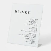 Wit Modern Bold Bruiloft Drinken Menu Reclamebord Met Voetstuk (Voorkant)