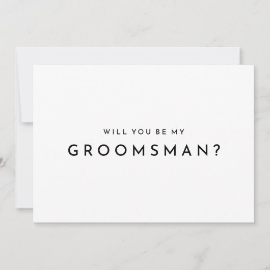 Wit Modern Bold Bruiloft Groomsman Voorstel Kaart (Voorkant)
