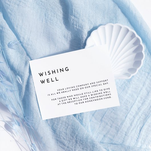 Wit Modern Bold Bruiloft Wishing Well Informatiekaartje