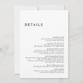 Wit Modern Bold Monogram Crest Bruiloft Details Kaart (Achterkant)