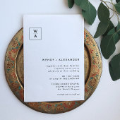 Wit Modern Bold Monogram Crest Bruiloft Kaart