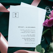 Wit Modern Bold Monogram Crest Bruiloft Kaart