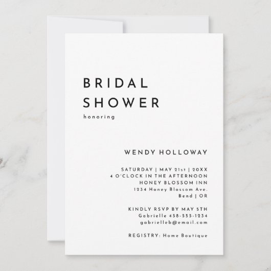 Wit Modern Bold Vrijgezellenfeest Kaart (Voorkant)