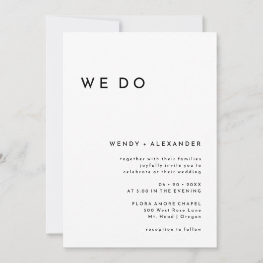 Wit Modern Bold We Doen Bruiloft Kaart (Voorkant)