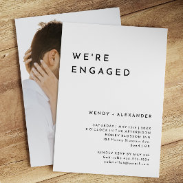 Wit Modern Bold We zijn verloofd Foto Kaart
