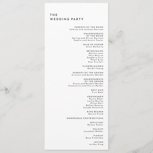 Wit Modern Bold Wedding Flat Programma Programmakaart (Achterkant)