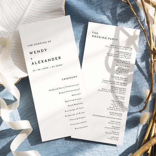 Wit Modern Bold Wedding Flat Programma Programmakaart