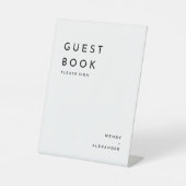 Wit Modern Bold Wedding Gastenboek Reclamebord Met Voetstuk (Voorkant)
