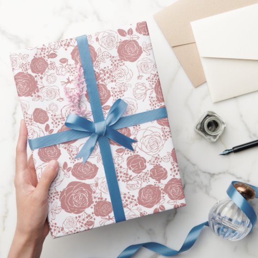 Wit | Modern & Elegant Bloempatroon Wrapping Cadeaupapier (Geschenken)
