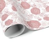 Wit | Modern & Elegant Bloempatroon Wrapping Cadeaupapier (Rol Hoek)