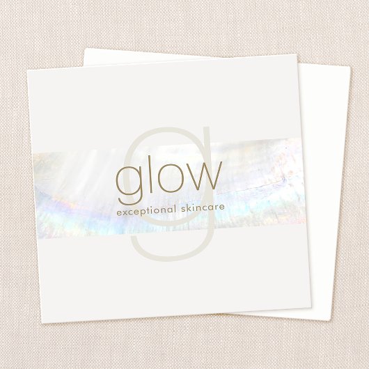 Wit Modern Elegant Monogram Seashell Vierkante Visitekaartje