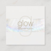 Wit Modern Elegant Monogram Seashell Vierkante Visitekaartje (Voorkant)