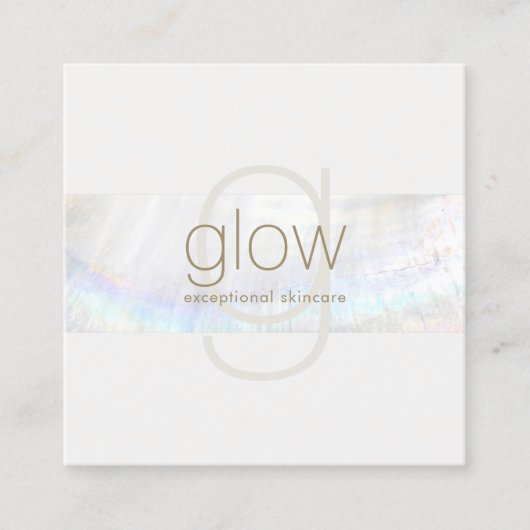 Wit Modern Elegant Monogram Seashell Vierkante Visitekaartje (Voorkant)