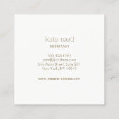 Wit Modern Elegant Monogram Seashell Vierkante Visitekaartje (Achterkant)