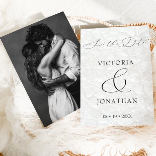 Wit Modern Elegant Schrift Foto Save The Date