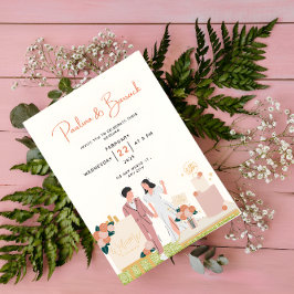 Wit Modern Gepersonaliseerd Roze Bruiloft Kaart