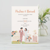 Wit Modern Gepersonaliseerd Roze Bruiloft Kaart (Staand voorkant)