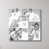 Wit Modern Grid Monogram Bruiloft 4 Fotocollage Canvas Afdruk (Voorkant)