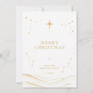 Wit Modern Hemels Kerstmis Goud TMF26 Feestdagenkaart
