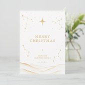 Wit Modern Hemels Kerstmis Goud TMF26 Feestdagenkaart (Staand voorkant)