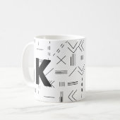 Wit Modern Initiaal Letter Monogram Geometrisch Koffiemok (Voorkant links)