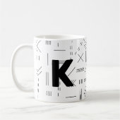 Wit Modern Initiaal Letter Monogram Geometrisch Koffiemok (Links)
