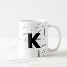 Wit Modern Initiaal Letter Monogram Geometrisch Koffiemok