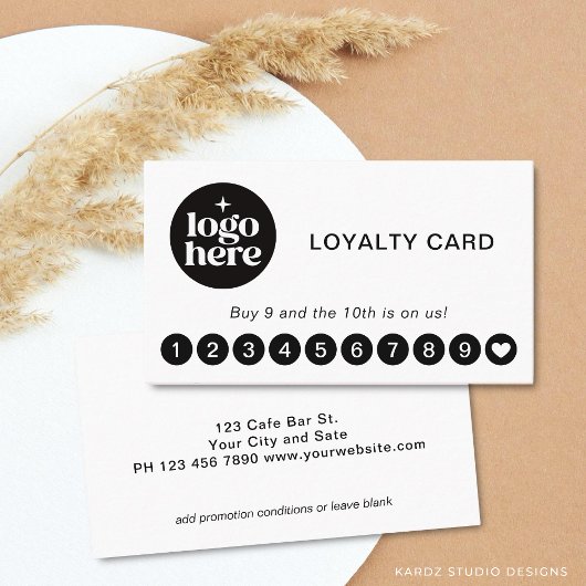 Wit Modern Logo Professionele Loyalty Card Visitekaartje