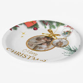 Wit Modern Merry Christmas 9" rond papier Bord (Gekanteld)