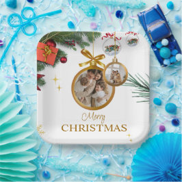 Wit Modern Merry Christmas 9" vierkant papier Bord