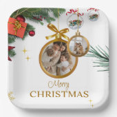 Wit Modern Merry Christmas 9" vierkant papier Bord (Voorkant)