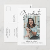 Wit Modern Minimalistisch Afstudeerfoto Briefkaart (Voorkant / Achterkant)