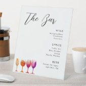 Wit Modern minimalistisch bruiloft drink menu Reclamebord Met Voetstuk (Insitu)