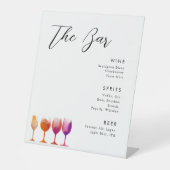 Wit Modern minimalistisch bruiloft drink menu Reclamebord Met Voetstuk (Voorkant)