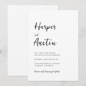 Wit Modern Minimalistisch Script Trouwen Kaart (Voorkant / Achterkant)