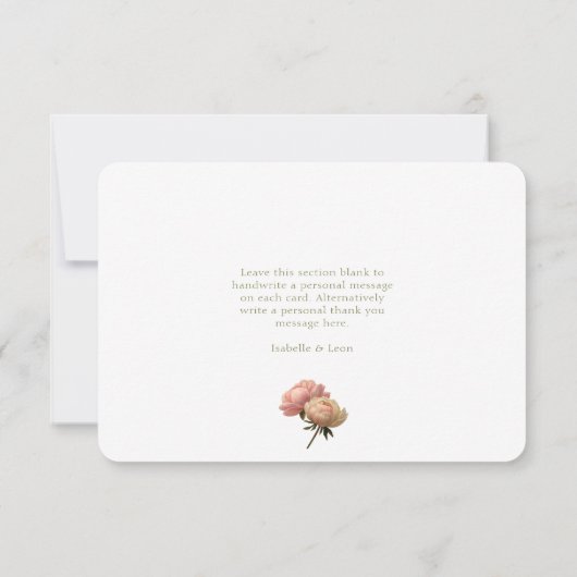 Wit | Modern Olijfgroen Roos bruiloft Dank u Bedankkaart (Achterkant)