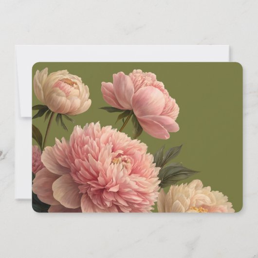 Wit | Modern Olijfgroen Roos Save the Date Kaart (Achterkant)