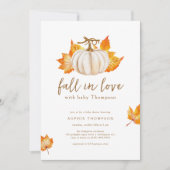 Wit | Modern pompoen Herfst in liefde Baby shower Kaart (Voorkant)