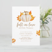 Wit | Modern pompoen Herfst in liefde Baby shower Kaart (Staand voorkant)