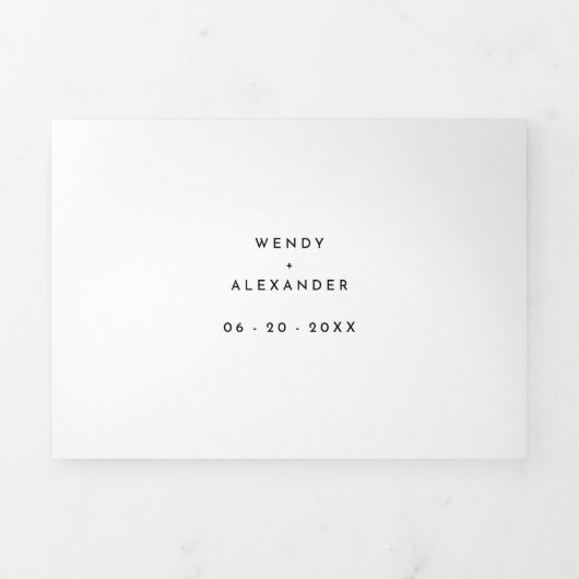 Wit Modern Script Bruiloft Alles in een Drieluik Uitnodiging (Cover)