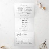 Wit Modern Script Bruiloft Alles in een Drieluik Uitnodiging (Binnen)