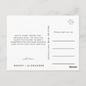 Wit Modern Script Bruiloft Dank u Briefkaart (Achterkant)