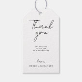 Wit Modern Script bruiloft dank u Cadeaulabel (Voorkant)