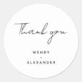 Wit Modern Script bruiloft dank u Ronde Sticker (Voorkant)