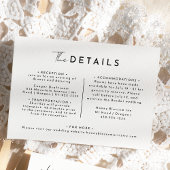 Wit Modern Script bruiloft details Informatiekaartje